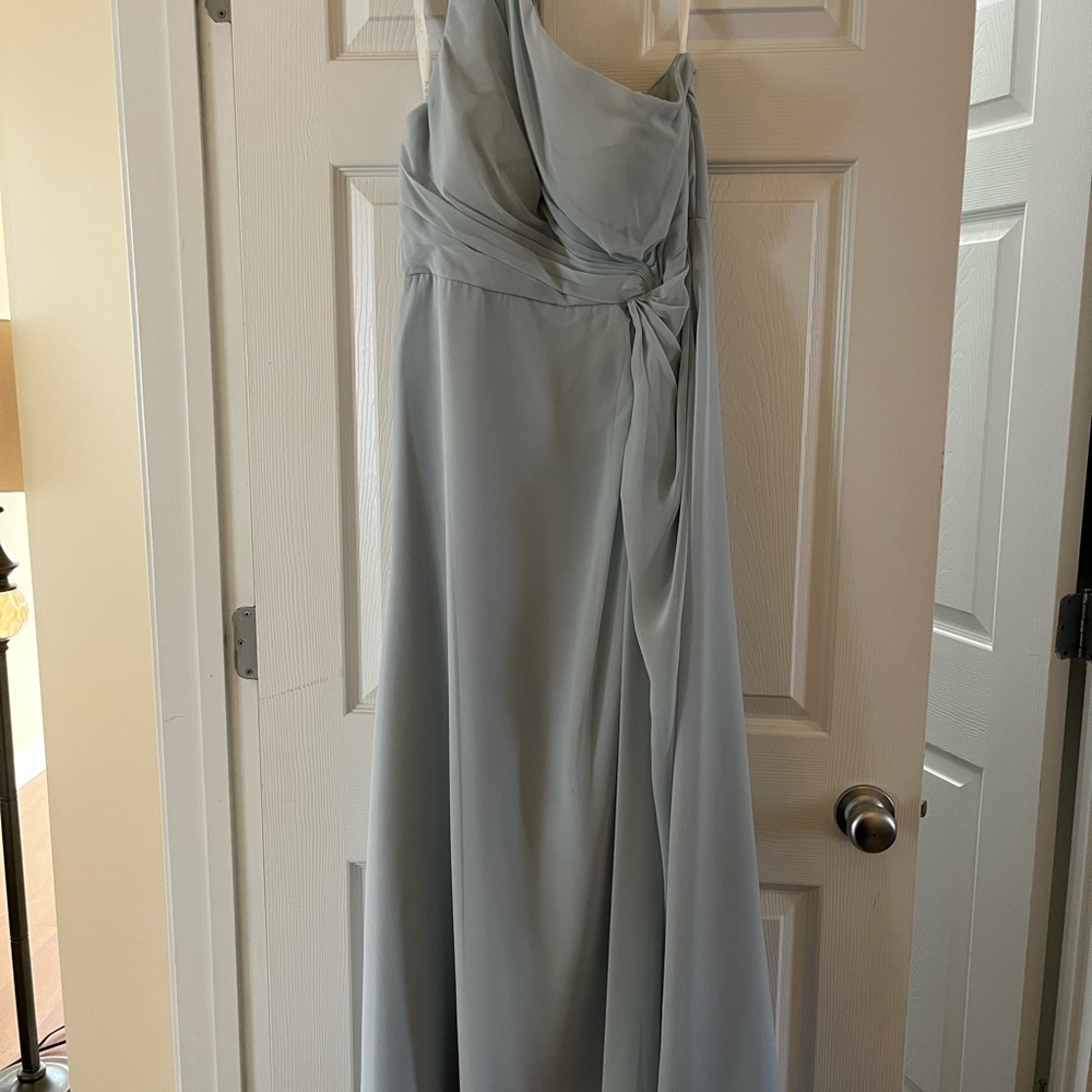 Azazie One-Shoulder Dress in Soft Gray